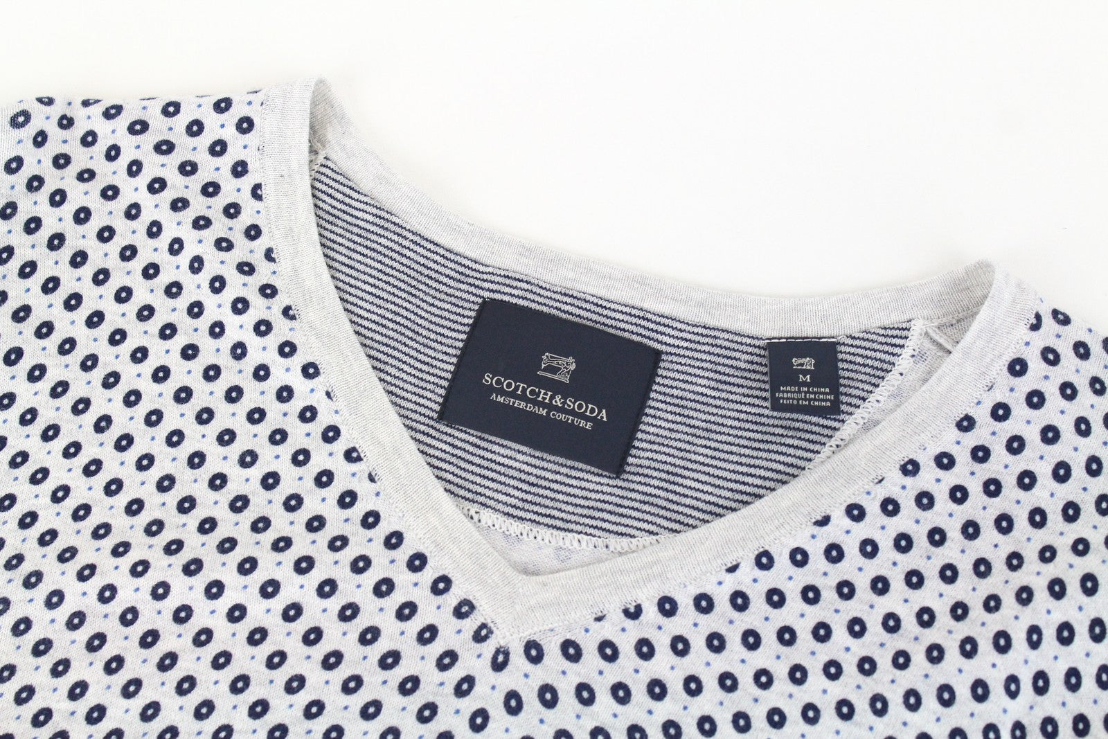 SCOTCH & SODA Ams Couture Men Sweatshirt M Grey Cotton Patterned Long Sleeved
