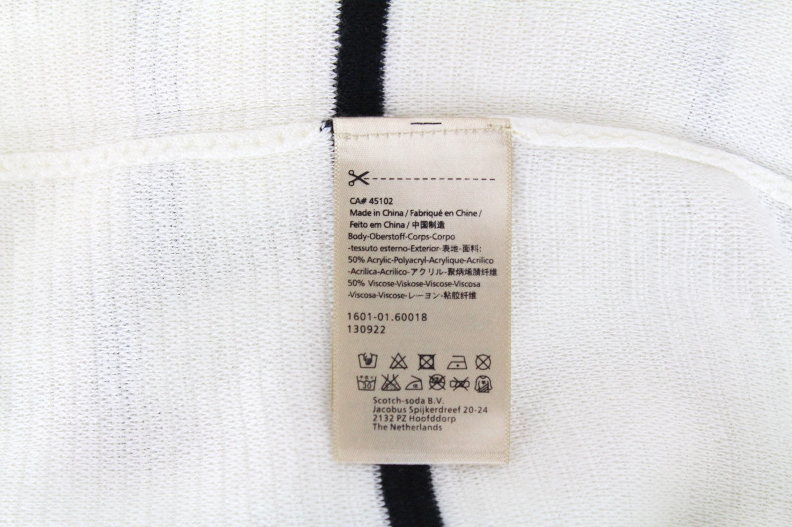 SCOTCH & SODA Ams Couture Men Sweatshirt L Off-White Striped Long Sleeved