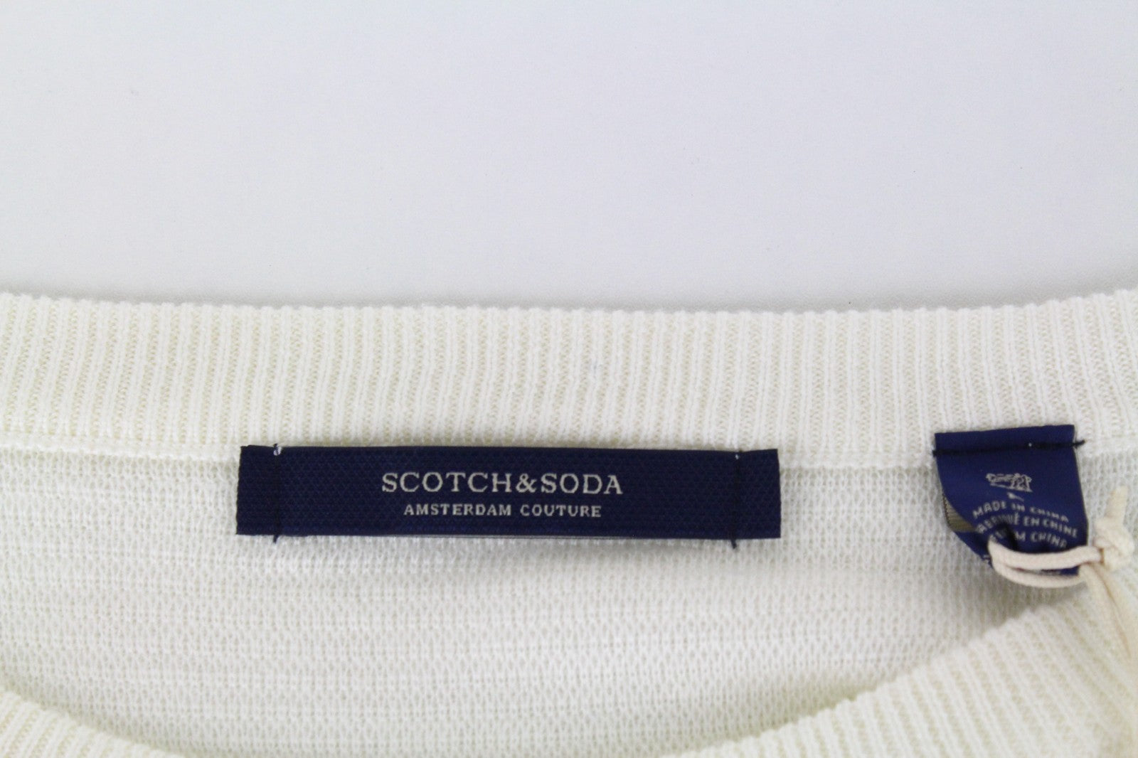 SCOTCH & SODA Ams Couture Men Sweatshirt L Off-White Striped Long Sleeved