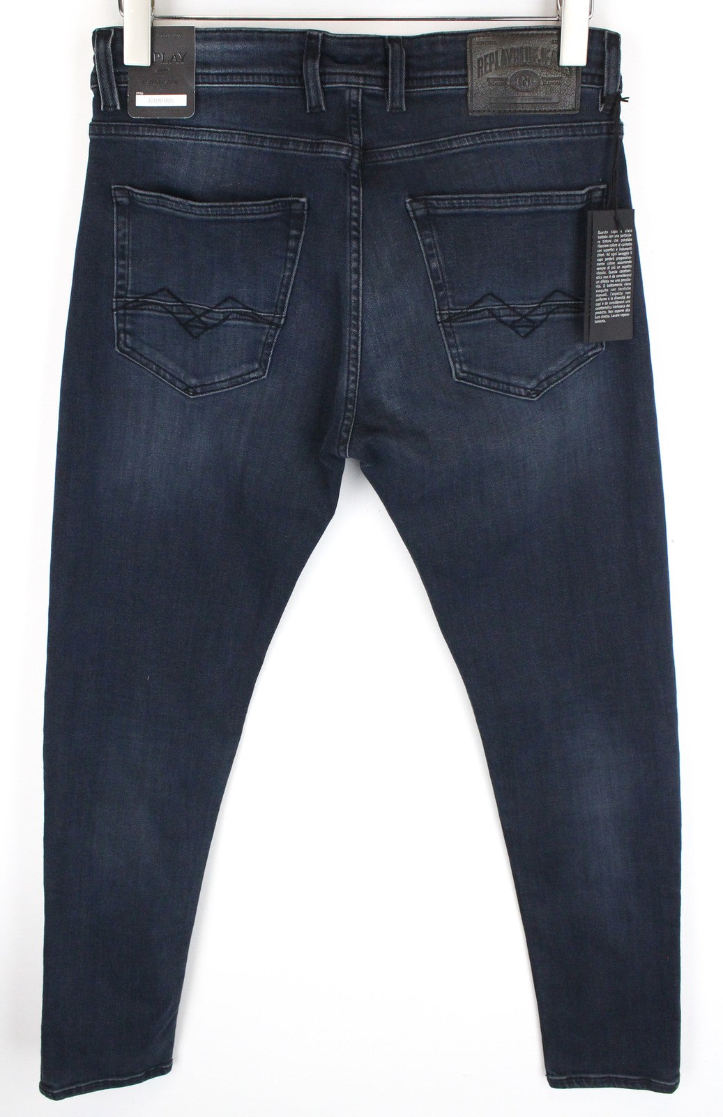 REPLAY Johnfrus Men Jeans W30/L30 Skinny Fit Cotton Stretch Dark Blue Washed