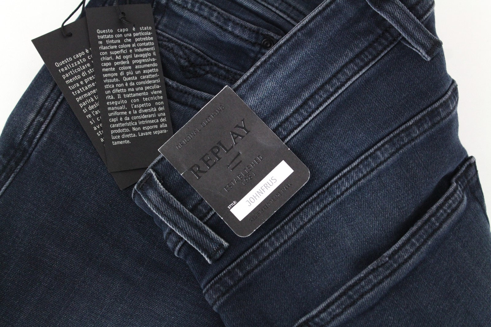 REPLAY Johnfrus Men Jeans W30/L30 Skinny Fit Cotton Stretch Dark Blue Washed