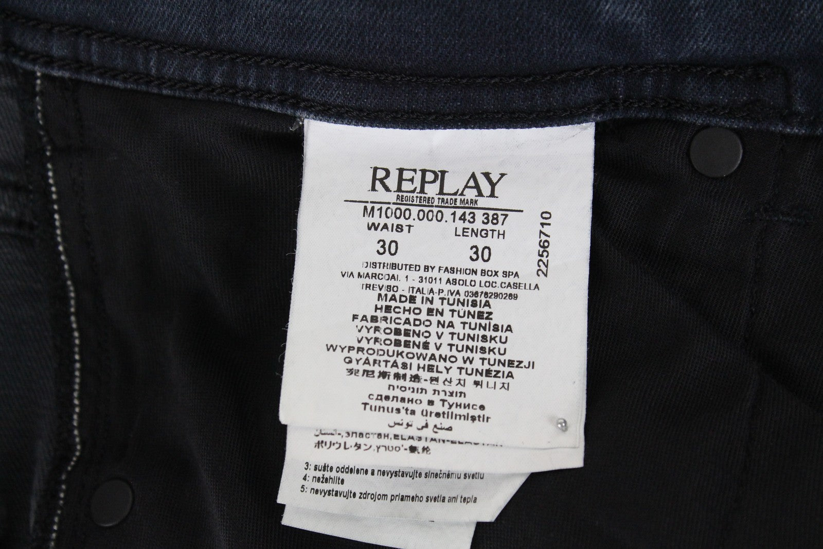REPLAY Johnfrus Men Jeans W30/L30 Skinny Fit Cotton Stretch Dark Blue Washed