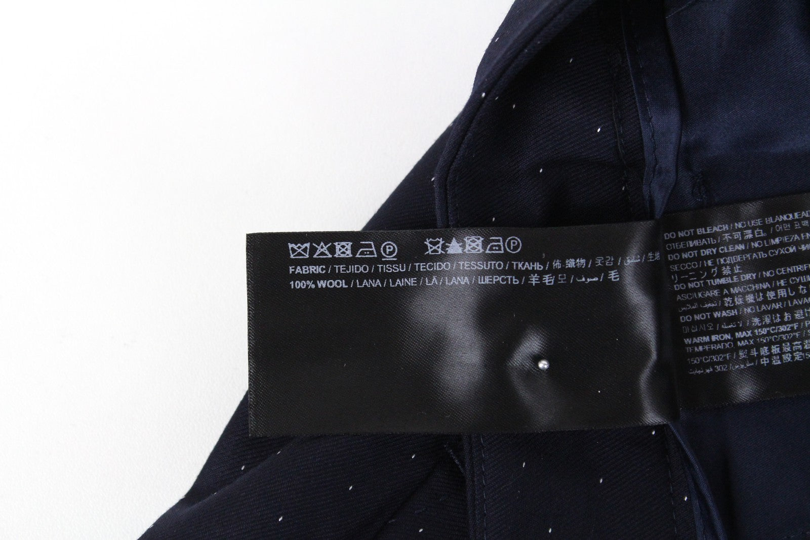 SUISTUDIO Grey Women Trousers UK8 Navy Pure Wool Dot Patterned Pleated Formal