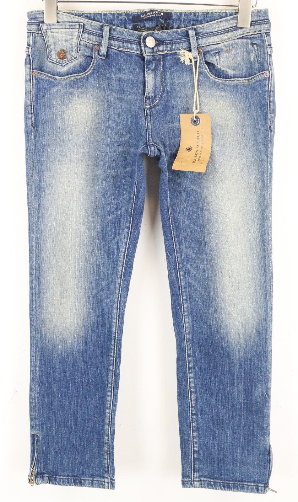 MAISON SCOTCH Women Jeans W27 Slim Fit Washed Blue Denim 5-Pocket