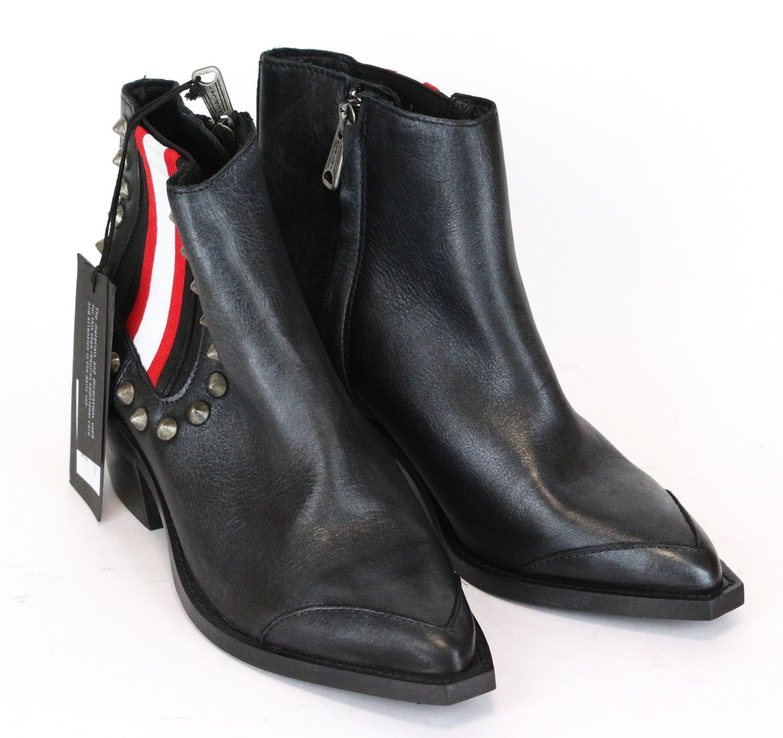 REPLAY Women Shoes EU36 Black Studded Pointed Detailed Ankle Heels Boots RRP230