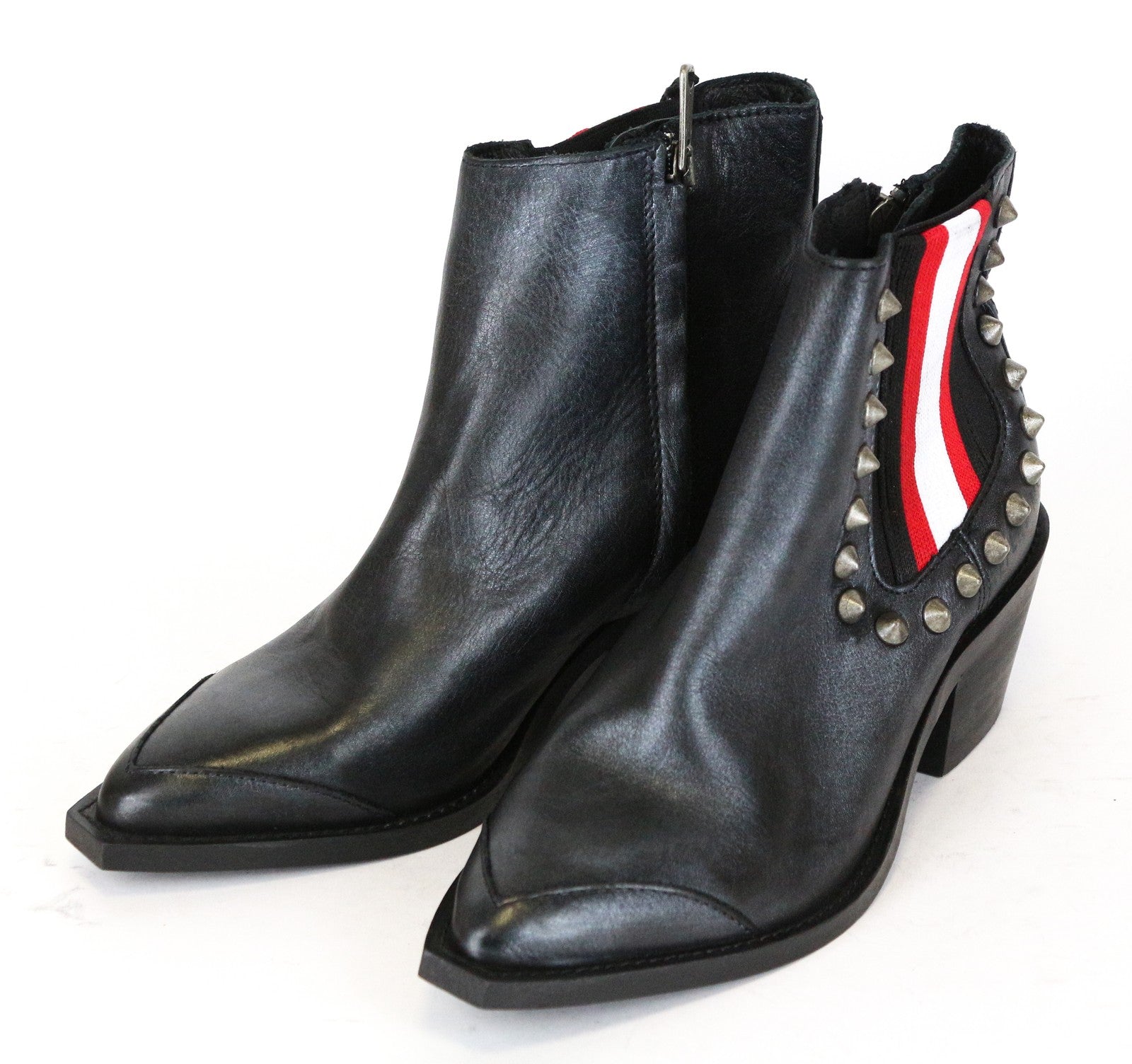 REPLAY Women Shoes EU36 Black Studded Pointed Detailed Ankle Heels Boots RRP230