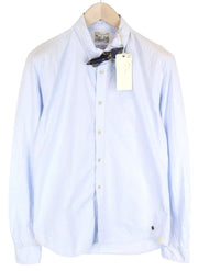 SCOTCH & SODA Ams Couture Men Shirt ~L Blue Long Sleeved Bowtie Button-Up