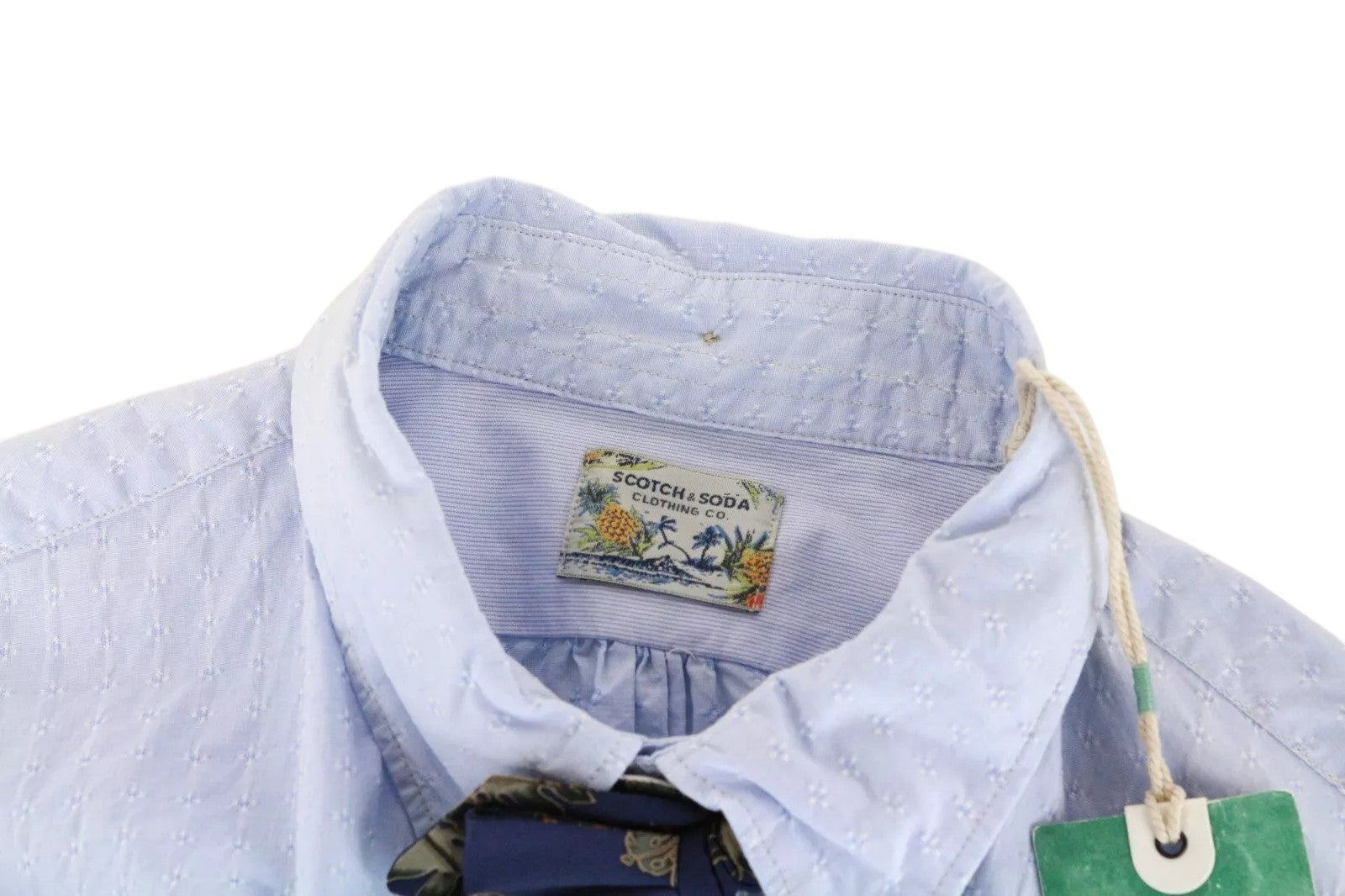 SCOTCH & SODA Ams Couture Men Shirt ~L Blue Long Sleeved Bowtie Button-Up