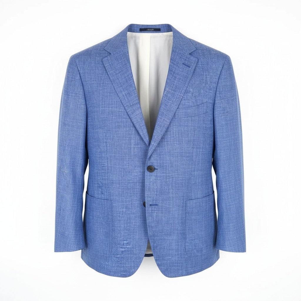 SUITSUPPLY Havana Men Blazer UK50S Blue Wool Silk Linen Classic Single-Breasted