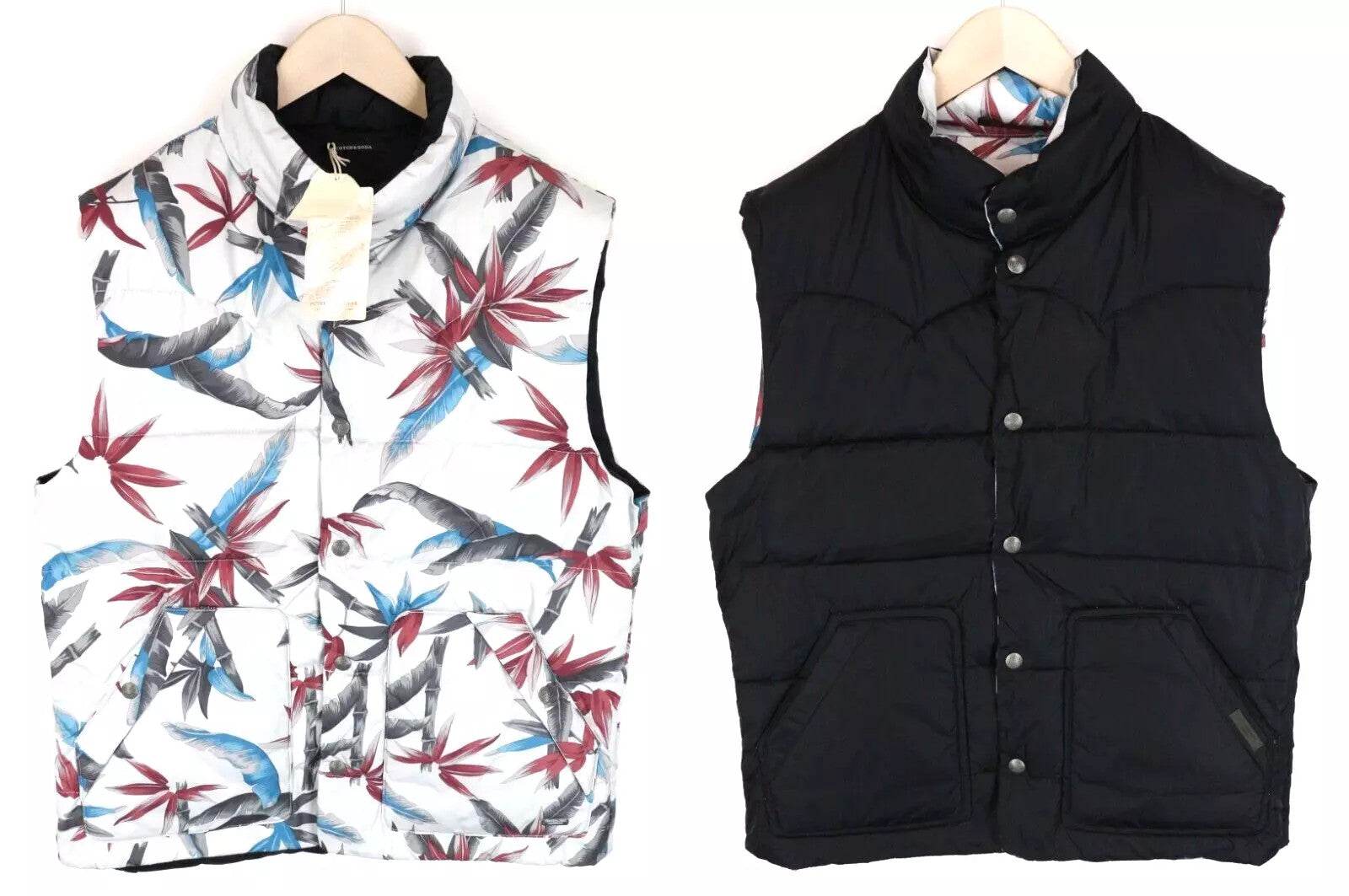 SCOTCH & SODA Ams Couture Men Jacket L Black Reversible Snaps Patterns Quilted