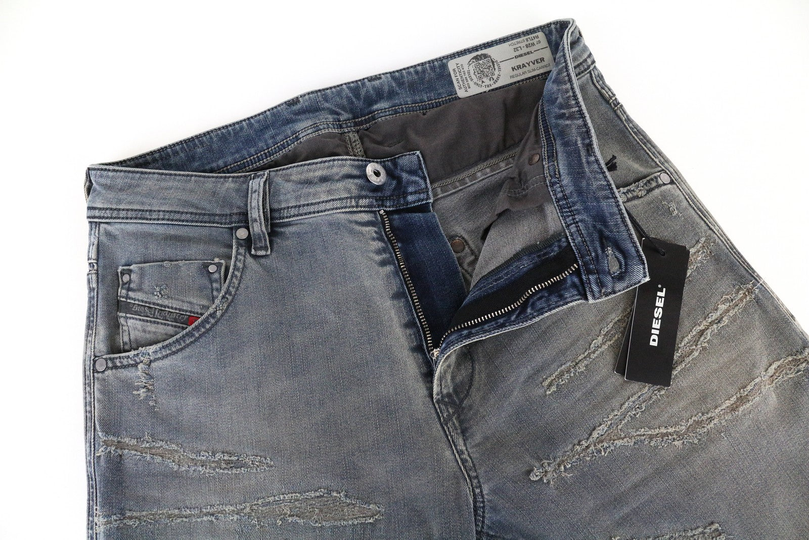 DIESEL Krayver R4TL8 Men Jeans W28/L32 Slim Carrot Greyish Blue Cotton Stretch