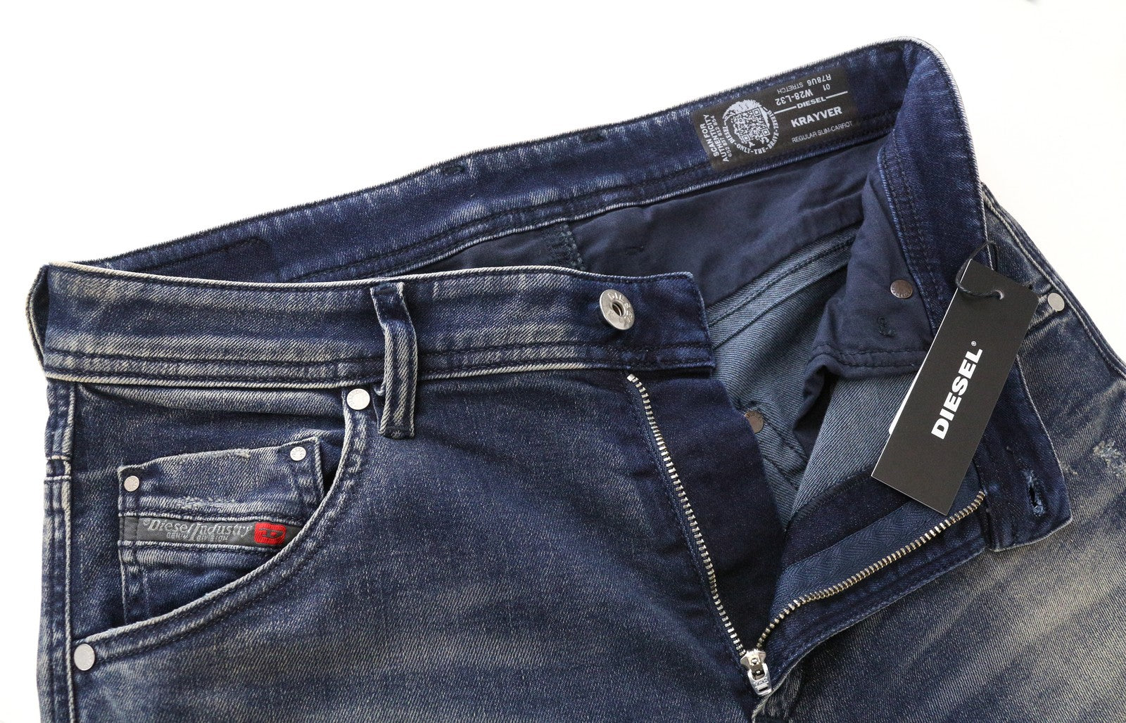 DIESEL Krayver R78U6 Men Jeans W28/L32 Slim Carrot Blue Cotton Stretch Washed