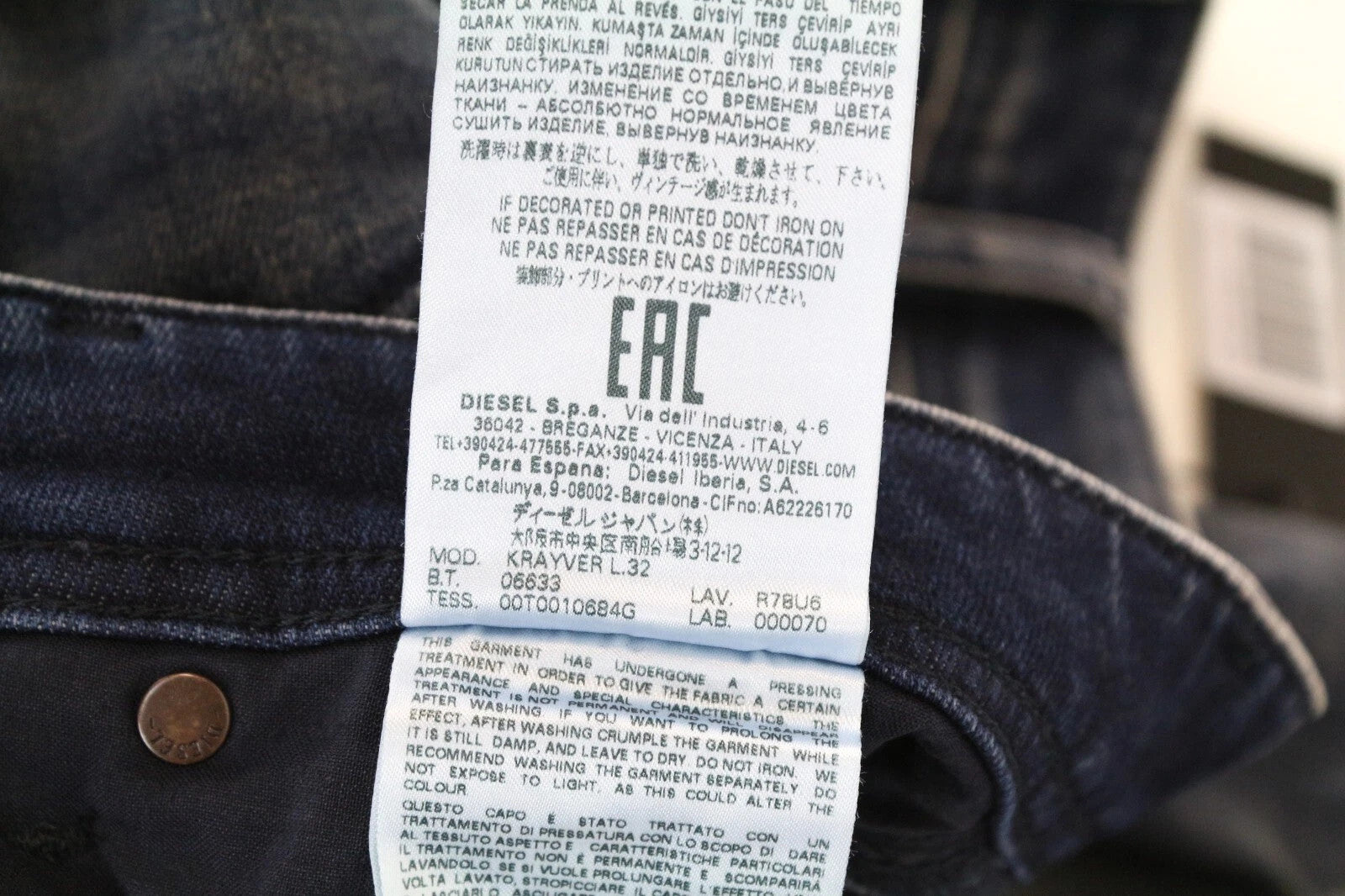 DIESEL Krayver R78U6 Men Jeans W28/L32 Slim Carrot Fit Wash Blue Cotton Stretch