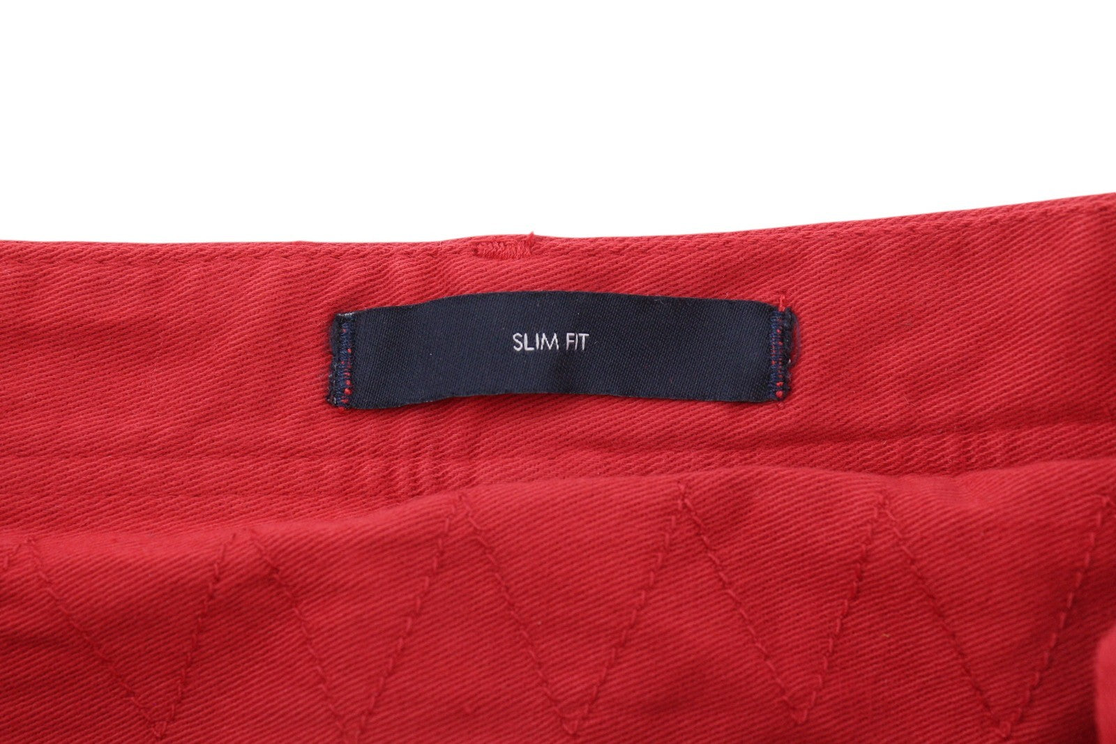 TOMMY HILFIGER Twill Stretch Men Trousers W33 Chino Pleated Slim Fit Zip Red