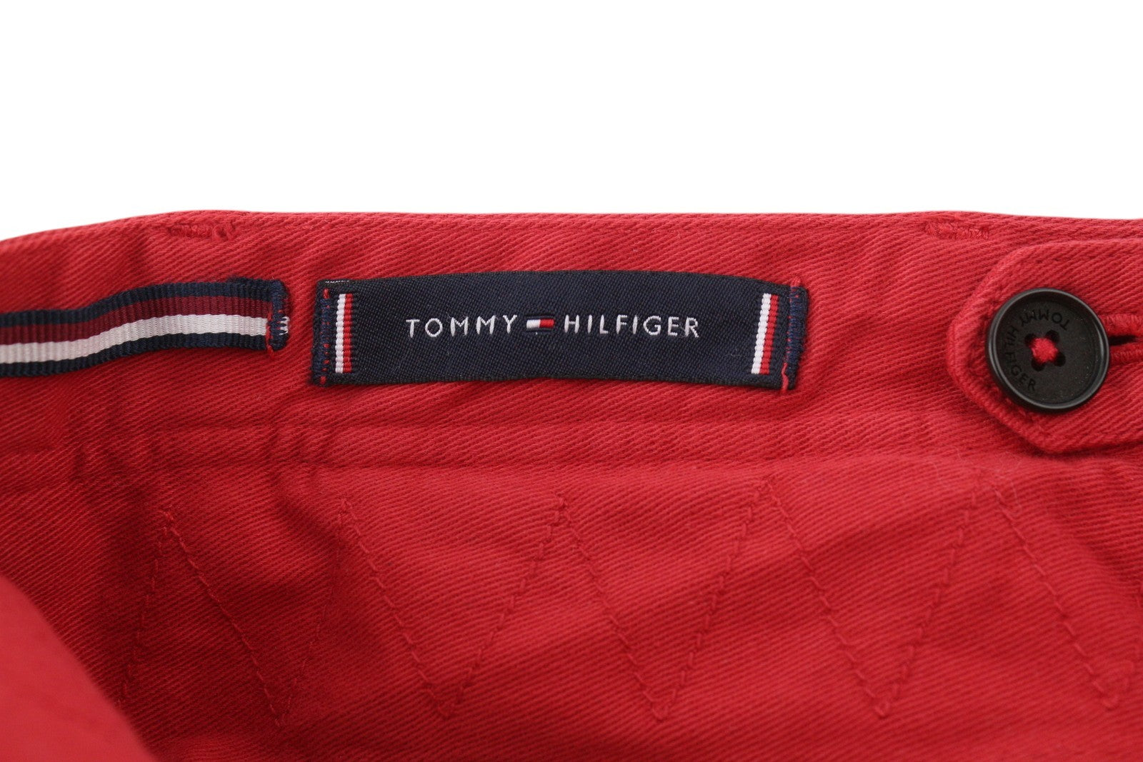 TOMMY HILFIGER Twill Stretch Men Trousers W33 Chino Pleated Slim Fit Zip Red