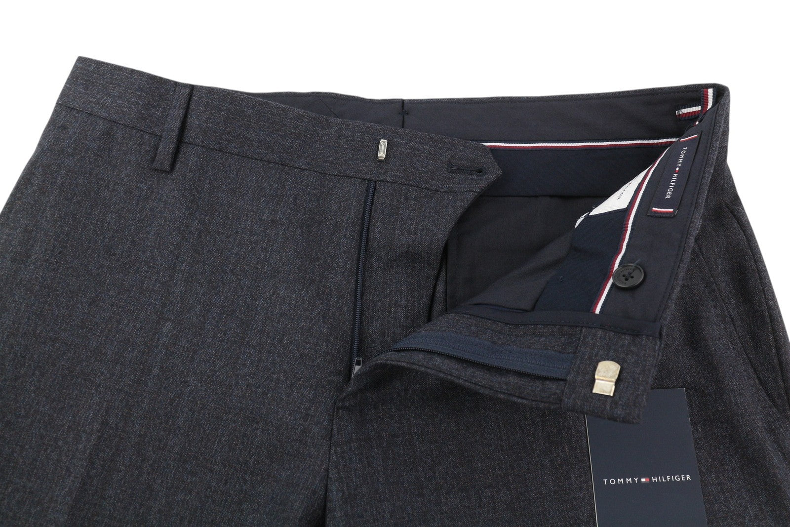 TOMMY HILFIGER x Lardini Men Trousers W31 Blue Slim Fit Textured Wool RRP179