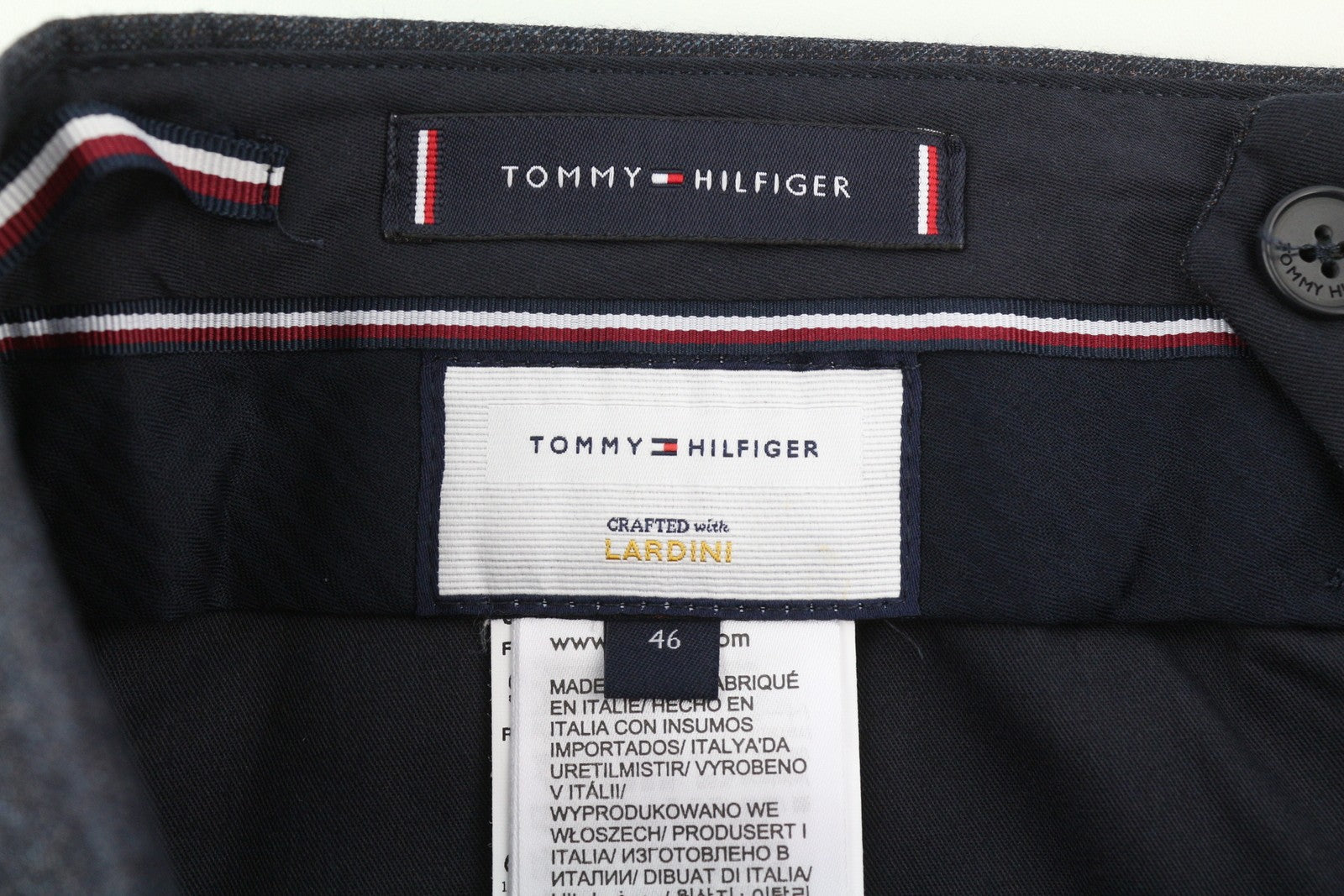 TOMMY HILFIGER x Lardini Men Trousers W31 Blue Slim Fit Textured Wool RRP179