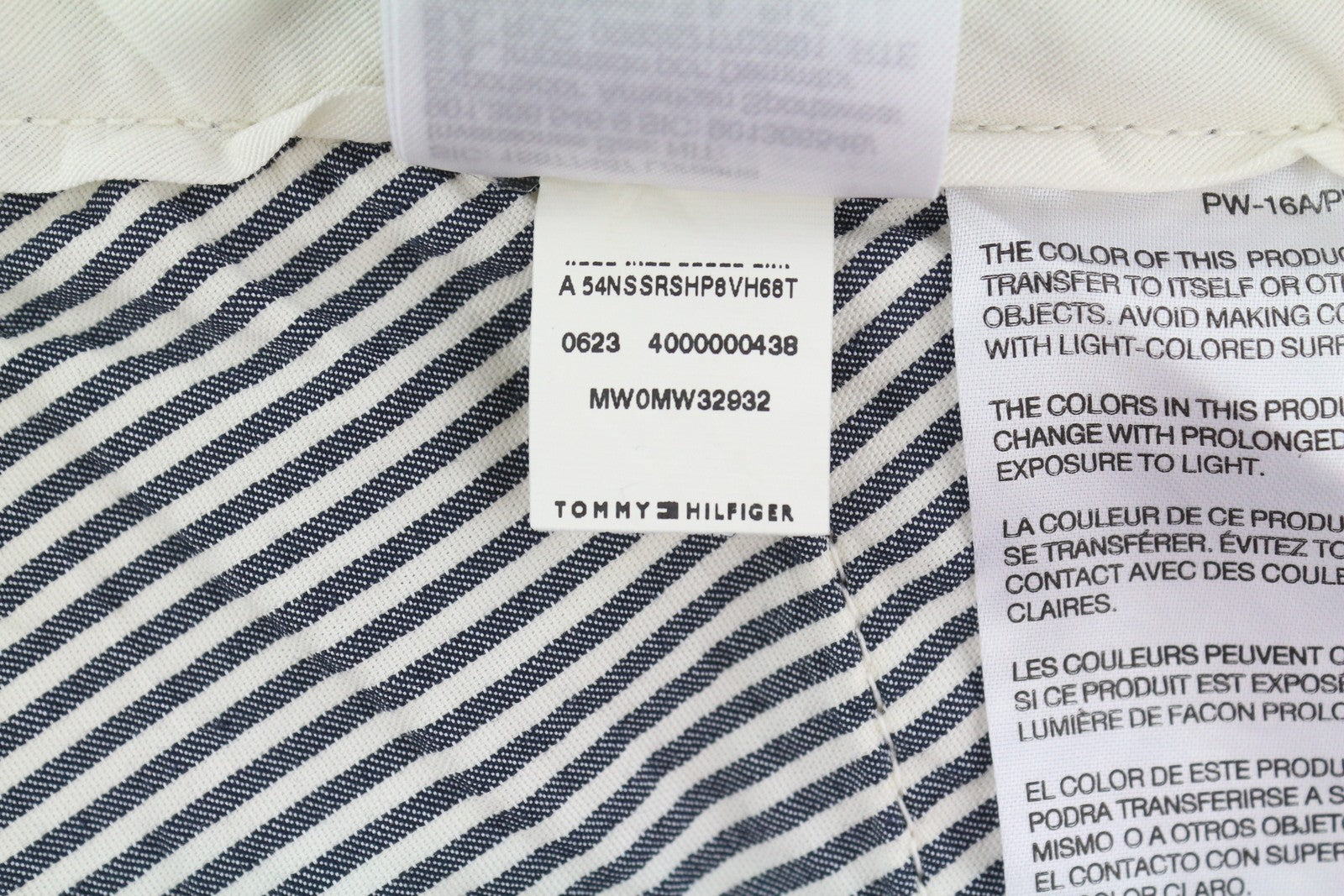 TOMMY HILFIGER Denton Chino Stretch Trousers W36/L32 White Corduroy Straight