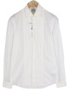 CALVIN KLEIN Evening Tuxedo Slim Men Formal Shirt M White Pleated Button-Up
