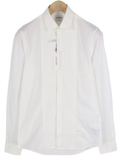 CALVIN KLEIN Evening Tuxedo Slim Men Formal Shirt M White Pleated Button-Up