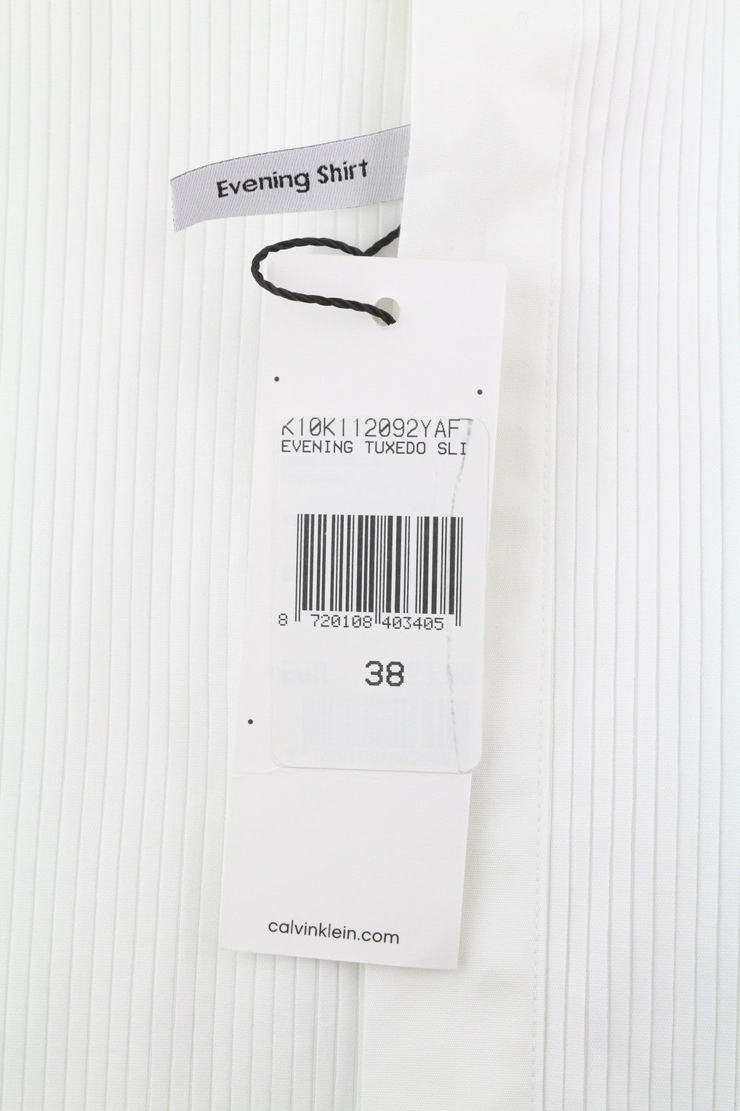 CALVIN KLEIN Evening Tuxedo Slim Men Formal Shirt M White Pleated Button-Up
