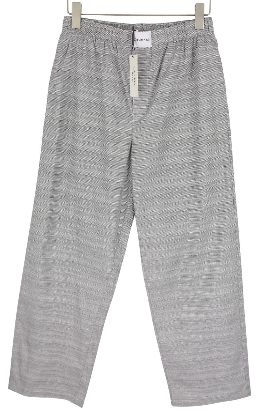 CALVIN KLEIN Men Trousers M White Striped Elastic Waist Regular Fit Sleepwear
