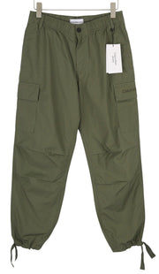 CALVIN KLEIN Essential Regular Men Trousers XS Green Cargo Elastic Waist