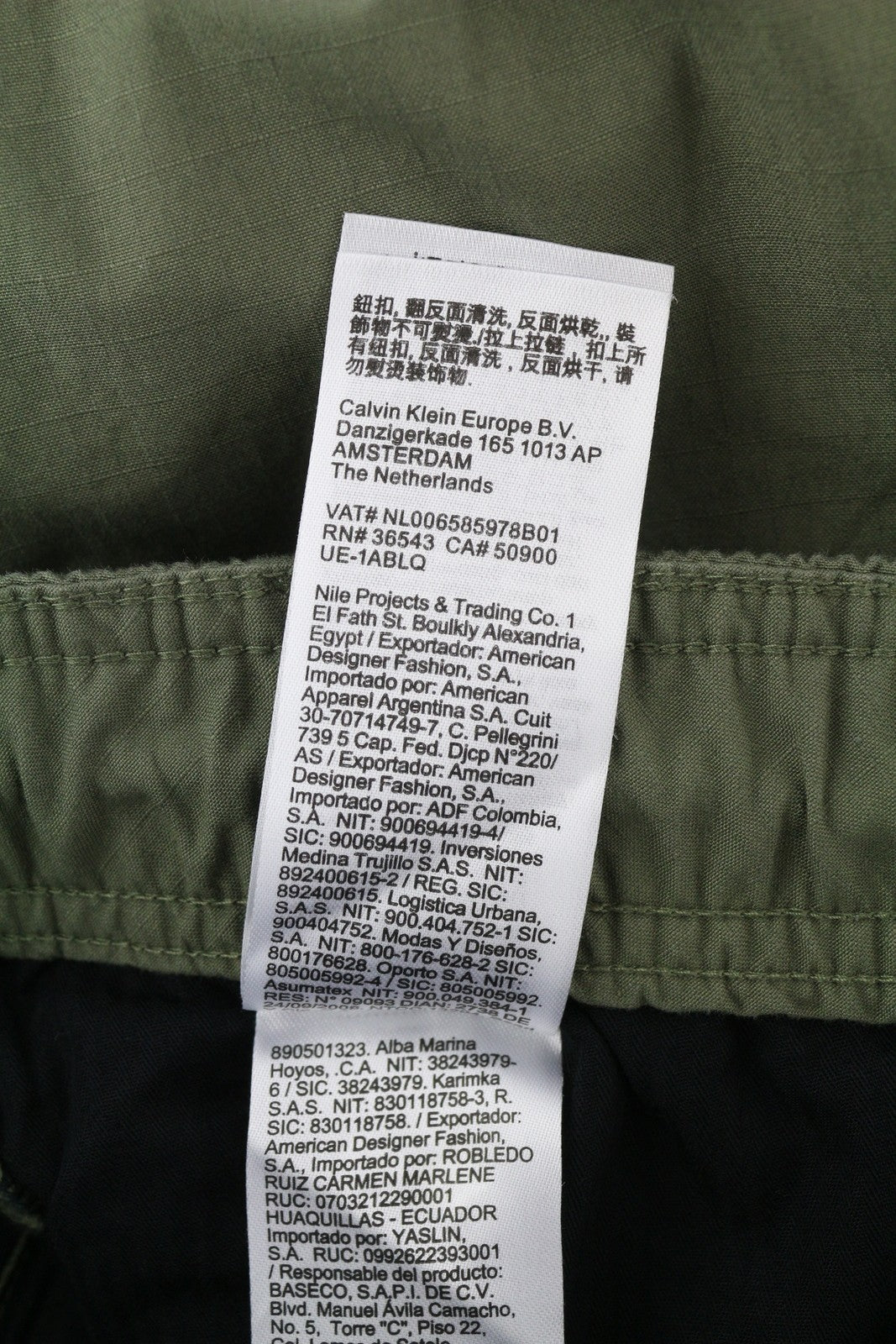 CALVIN KLEIN Essential Regular Men Trousers XS Green Cargo Elastic Waist