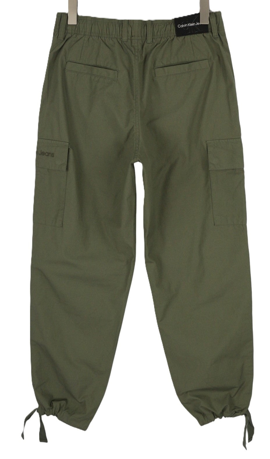 CALVIN KLEIN Essential Regular Men Trousers XS Green Cargo Elastic Waist