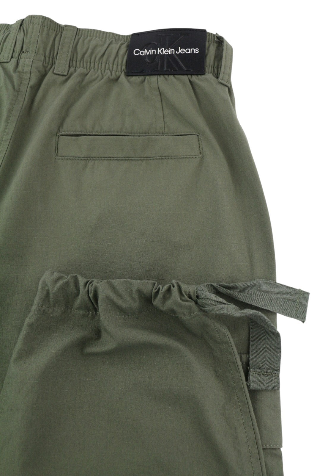 CALVIN KLEIN Essential Regular Men Trousers XS Green Cargo Elastic Waist
