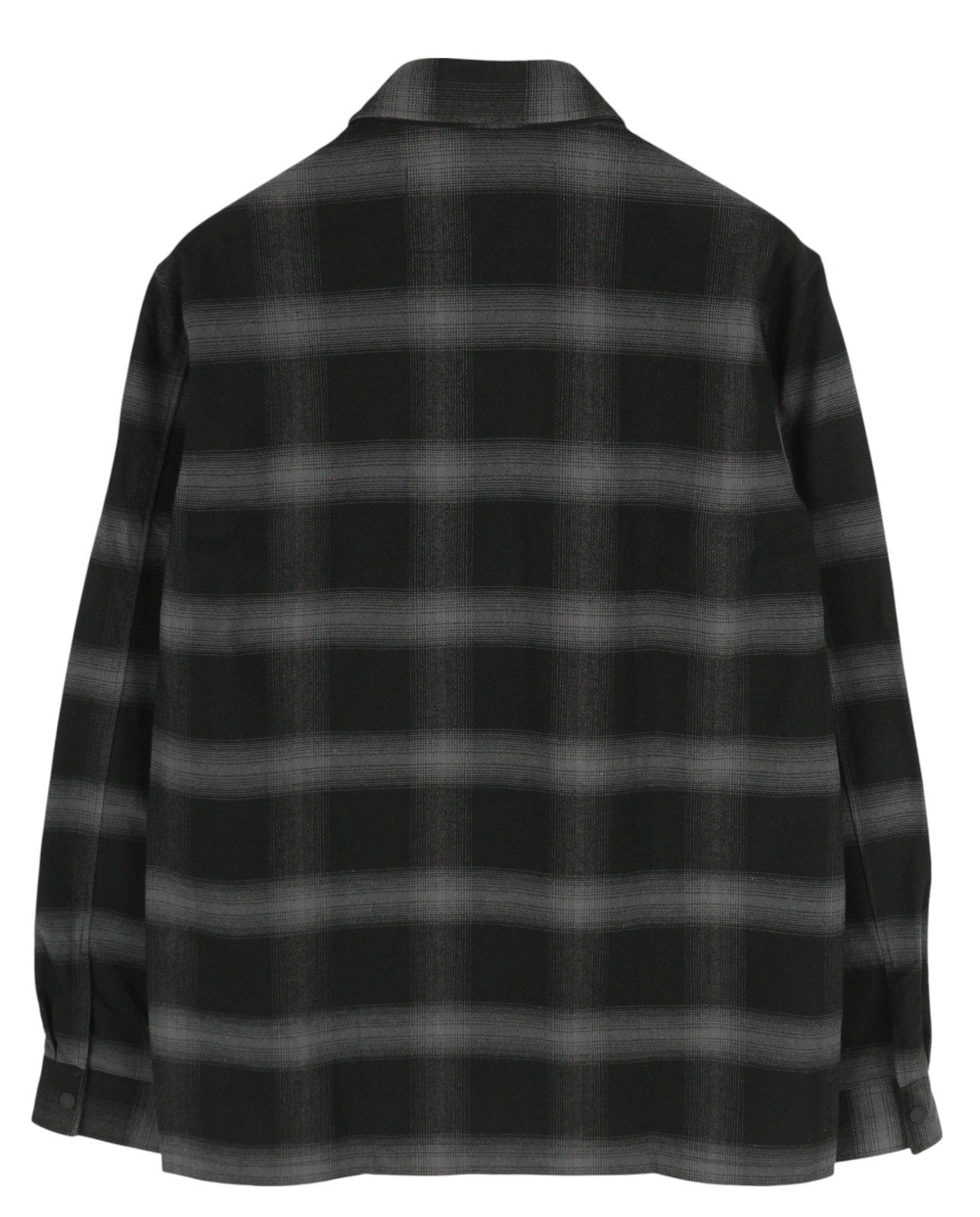 CALVIN KLEIN Twill Fleece Check Jacket L Black Overshirt Snap Buttons Spread