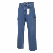 CALVIN KLEIN 90's Loose Cargo Men Jeans W31 Denim Blue Regular Fit Zip Fly Logo