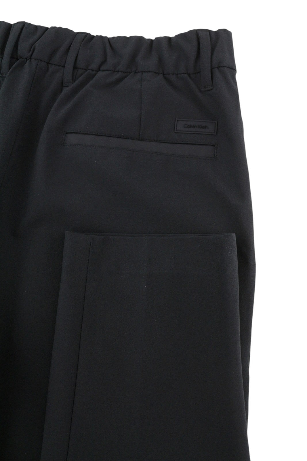 CALVIN KLEIN Crinkle Tech Stretch Men Trousers XL Black Slim Fit Elastic Waist