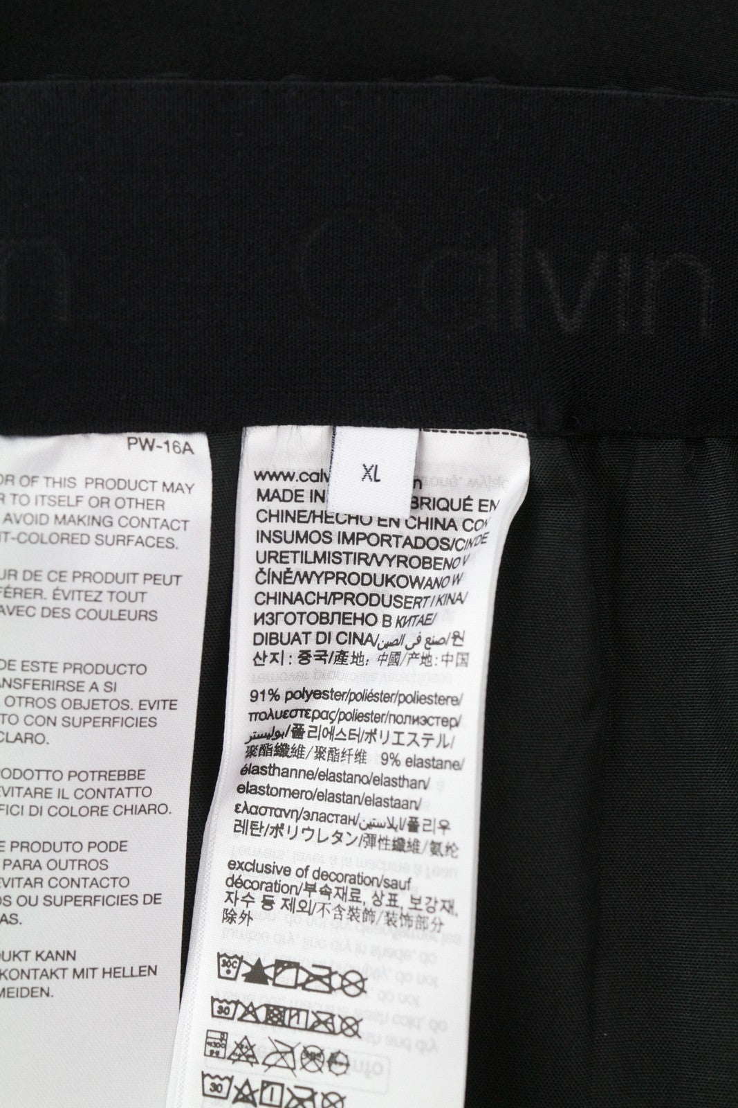 CALVIN KLEIN Crinkle Tech Stretch Men Trousers XL Black Slim Fit Elastic Waist