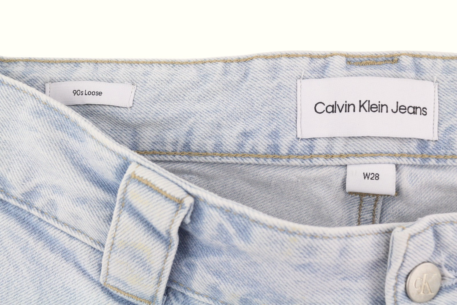CALVIN KLEIN 90s Loose Pleated Men Jeans W28 Washed Blue Wide Leg Zip RRP$272