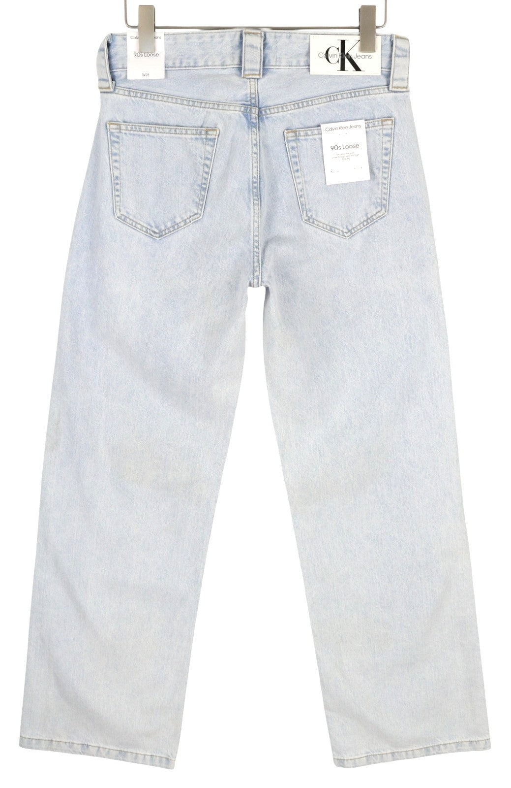 CALVIN KLEIN 90s Loose Pleated Men Jeans W28 Washed Blue Wide Leg Zip RRP$272