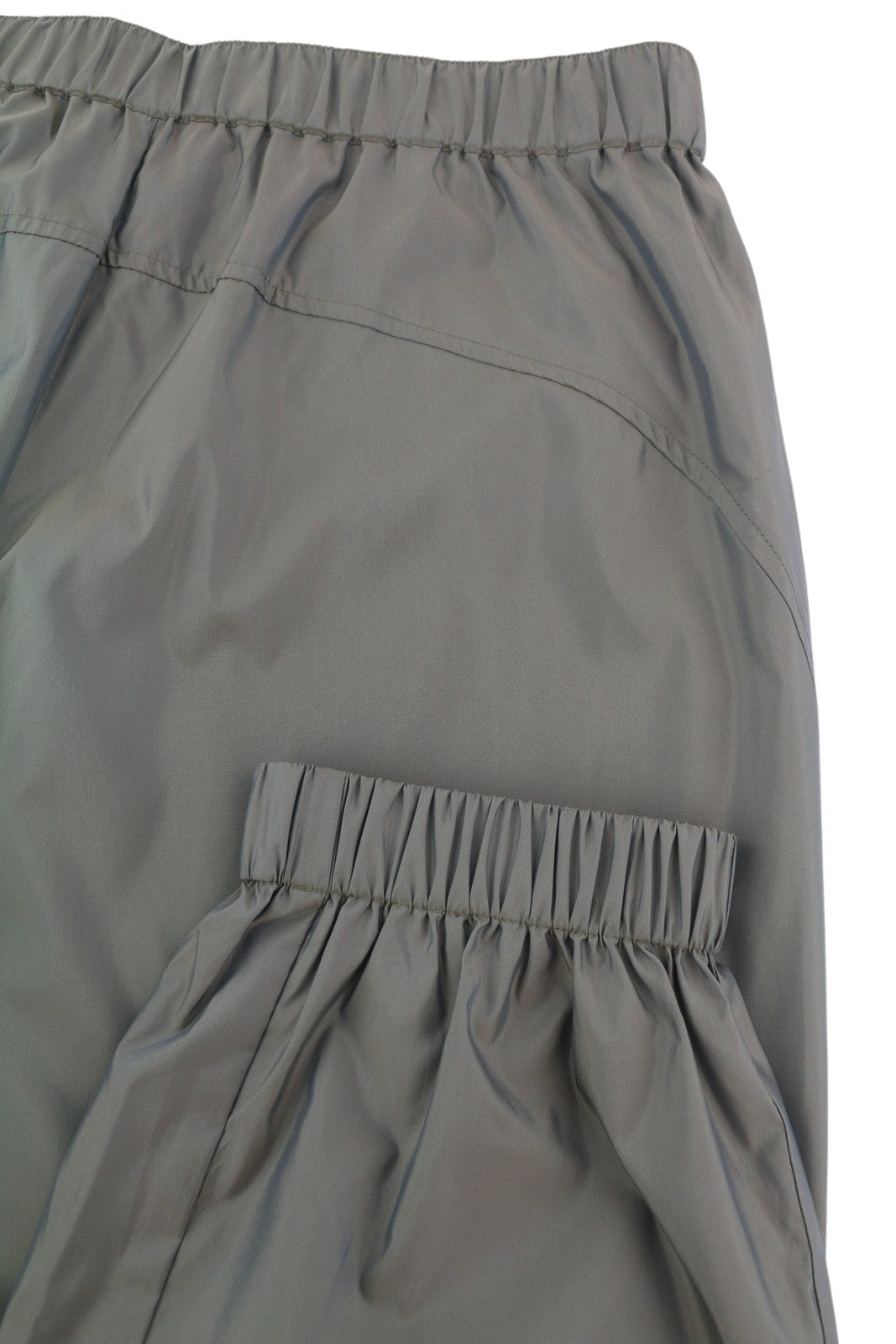 CALVIN KLEIN Men Trousers S Grey Elastic Waist Shiny Look Thin Track Zip Cargo