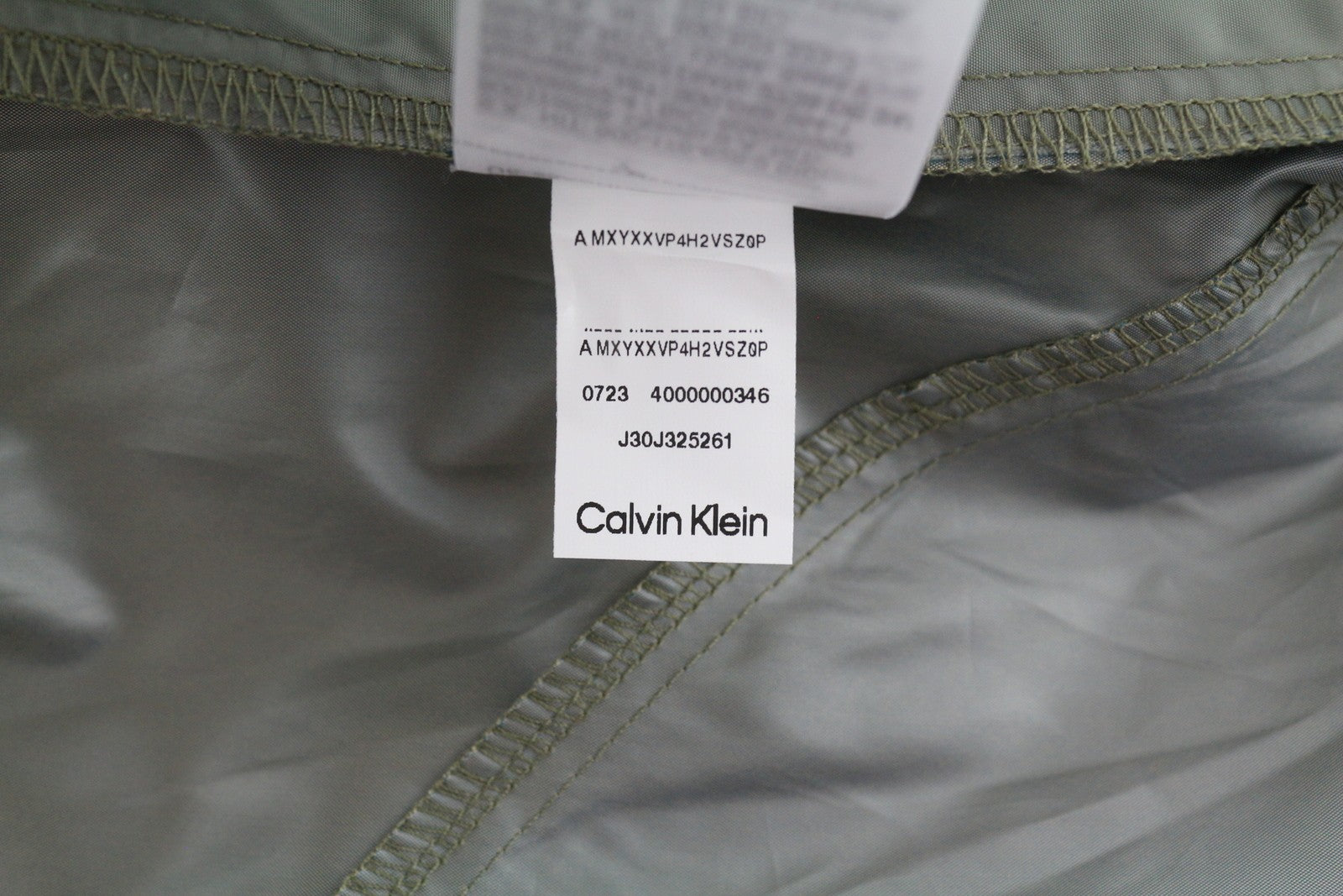 CALVIN KLEIN Men Trousers L Grey Elastic Waist Shiny Look Thin Track Zip Cargo