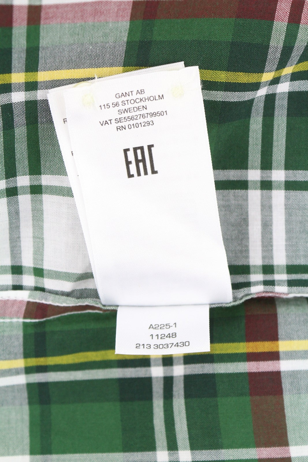 GANT Reg Ut Washed Check Men Shirt S Eden Green Button-Down Logo Casual