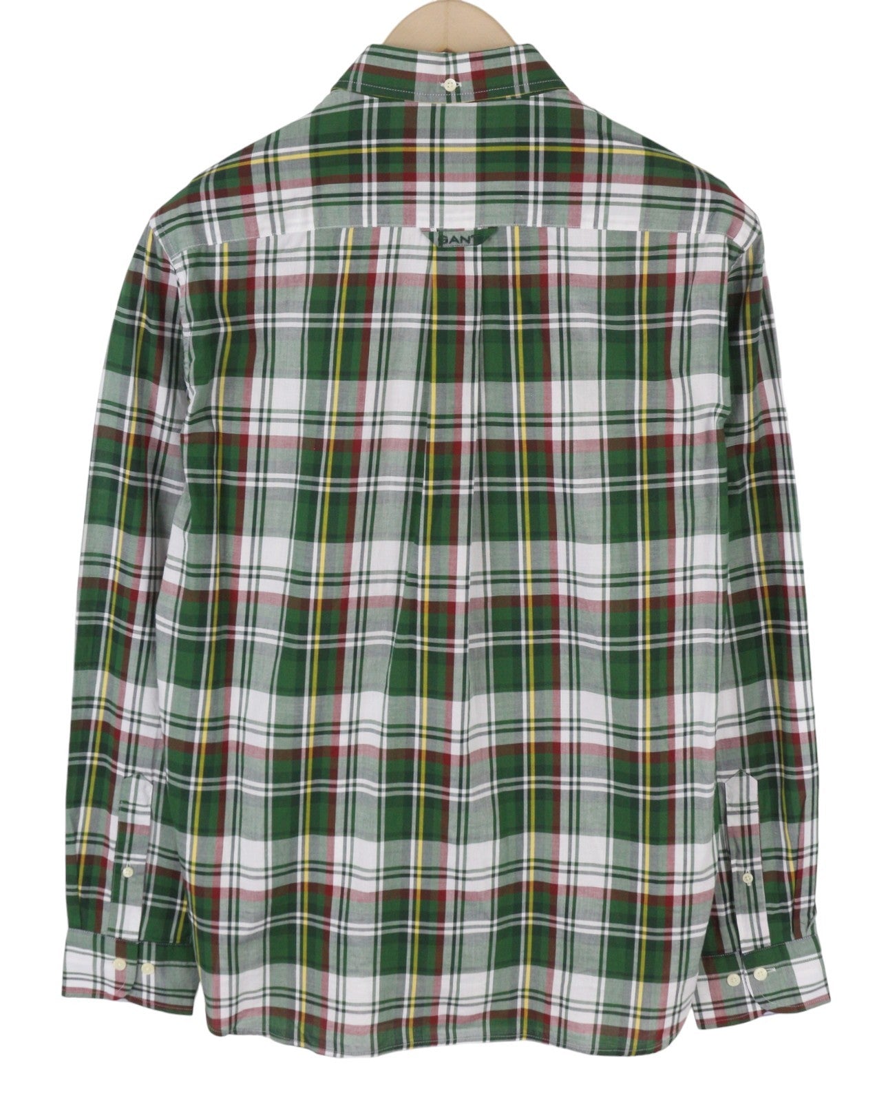 GANT Reg Ut Washed Check Men Shirt S Eden Green Button-Down Logo Casual