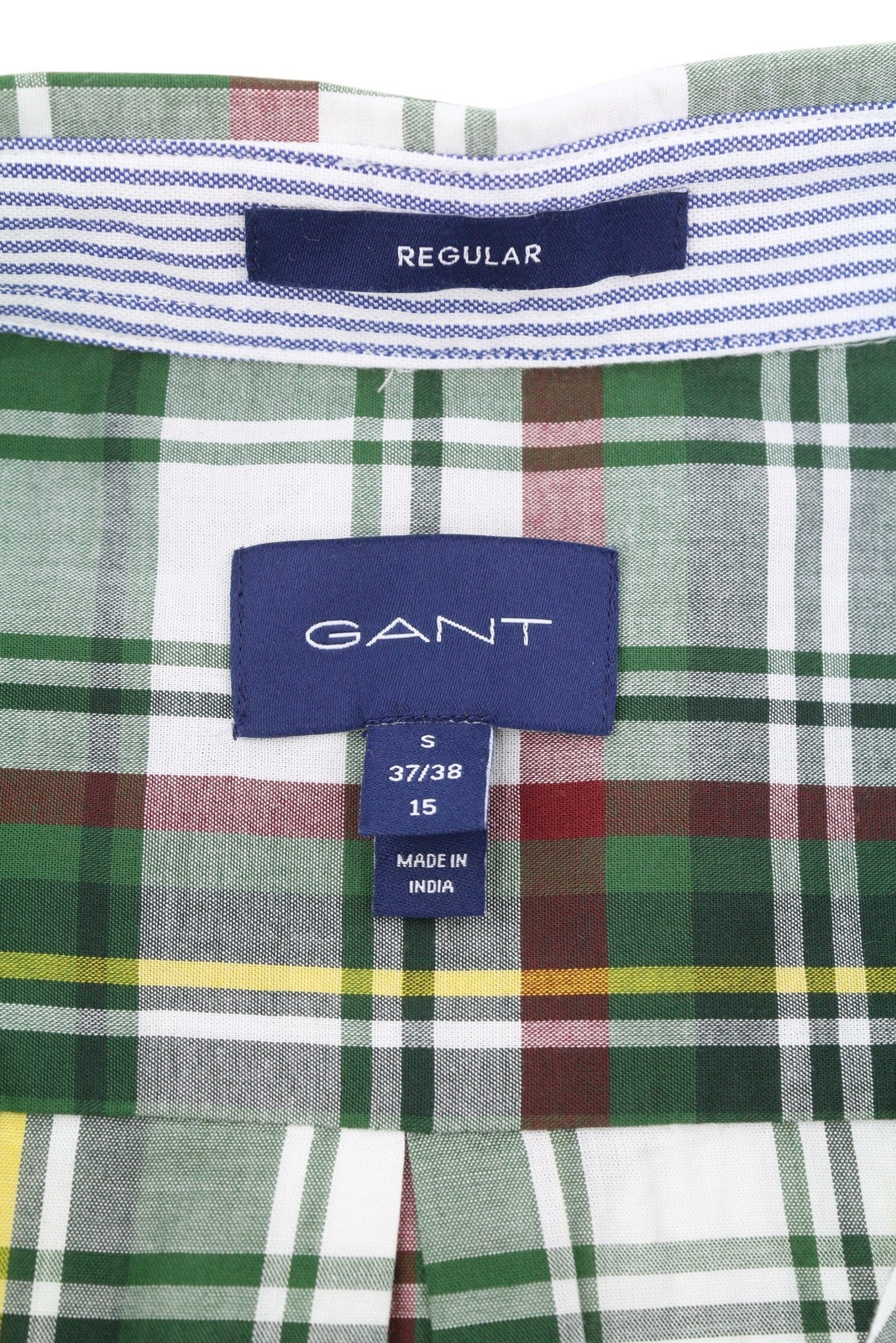 GANT Reg Ut Washed Check Men Shirt S Eden Green Button-Down Logo Casual