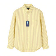 GANT Rel Oxford Stripe Men Shirt S Lemon Button-Down Neck Pocket Casual
