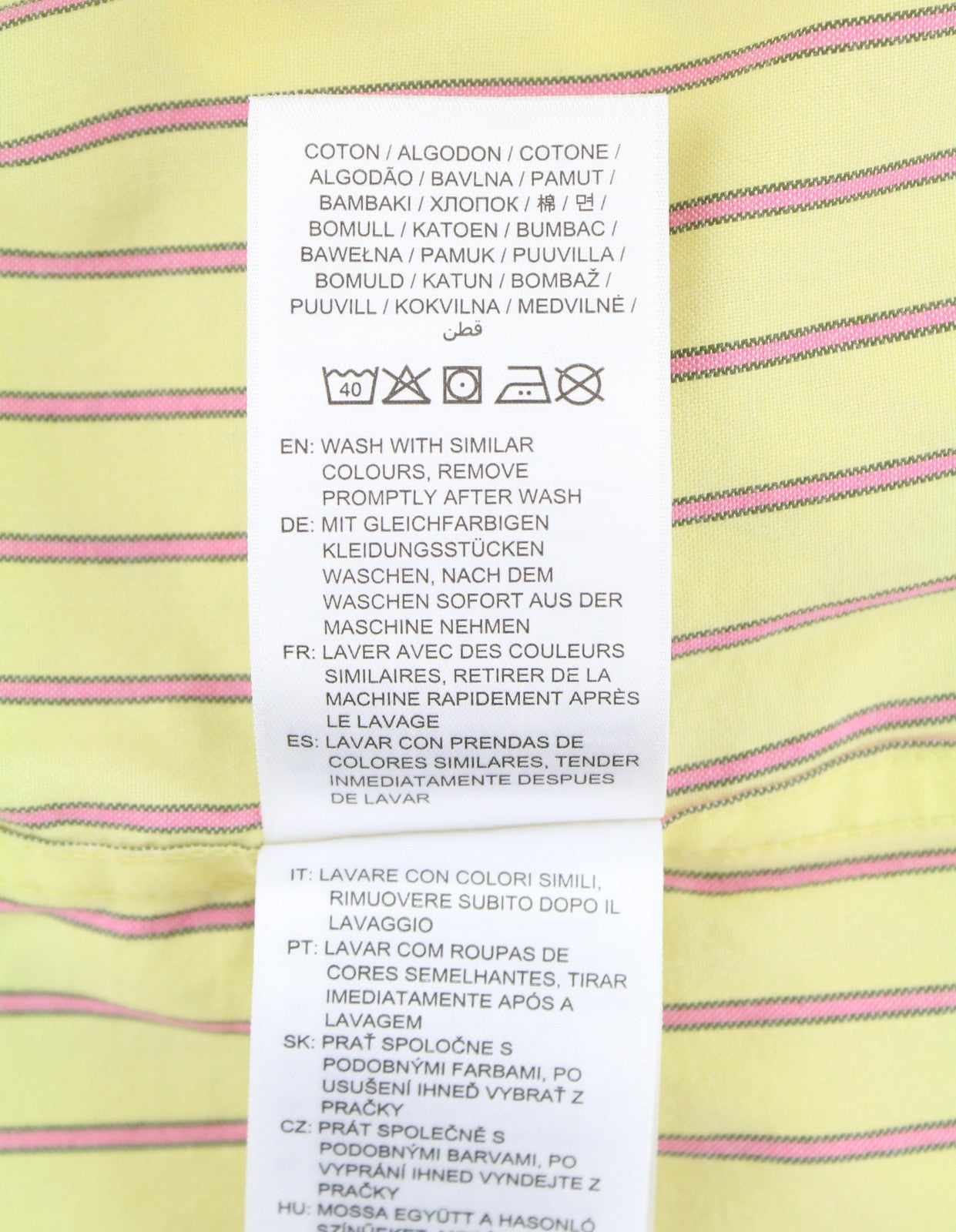 GANT Rel Oxford Stripe Men Shirt S Lemon Button-Down Neck Pocket Casual