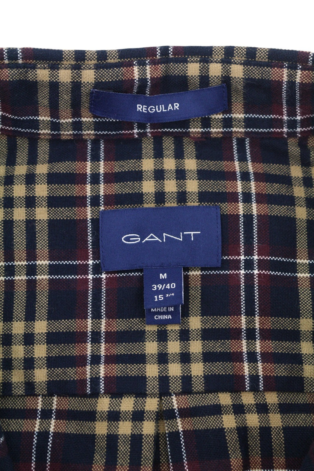 GANT Reg Brushed Oxf Check Men Shirt M Royal Port Red Button-Down Flannel