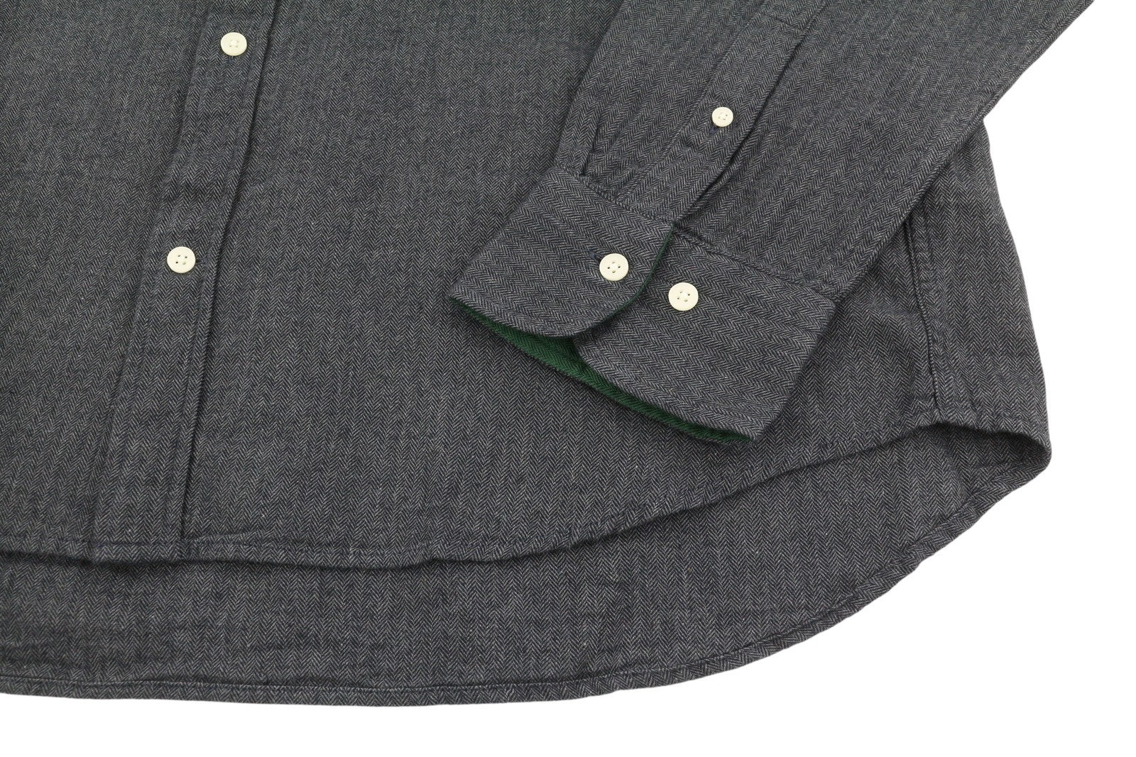GANT Reg Herringbone Flannel Men Shirt XL Charcoal Melange Pocket Casual