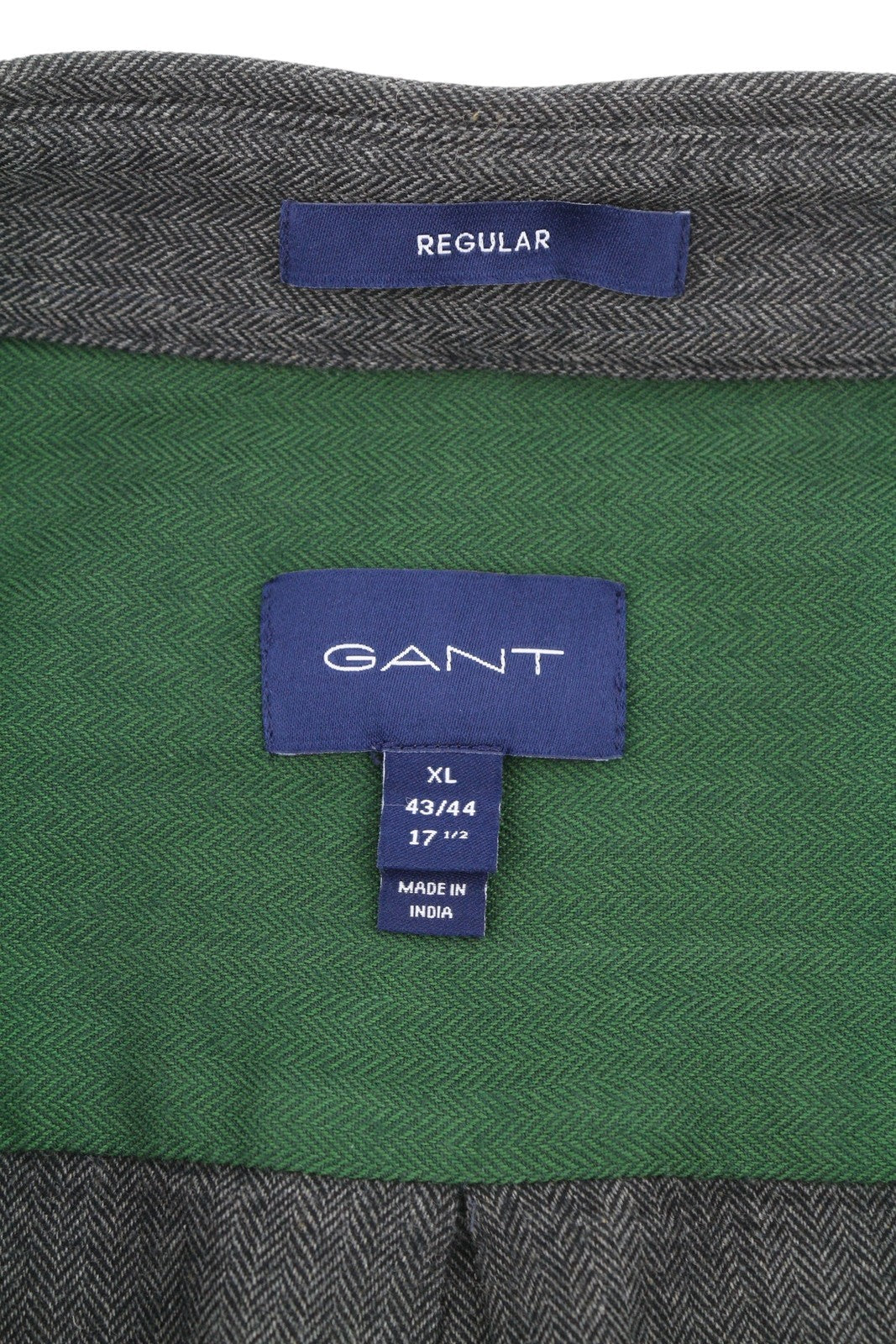 GANT Reg Herringbone Flannel Men Shirt XL Charcoal Melange Pocket Casual