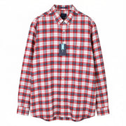 GANT Flannel Check Men Shirt 3XL Bright Red Button-Down Pocket Casual