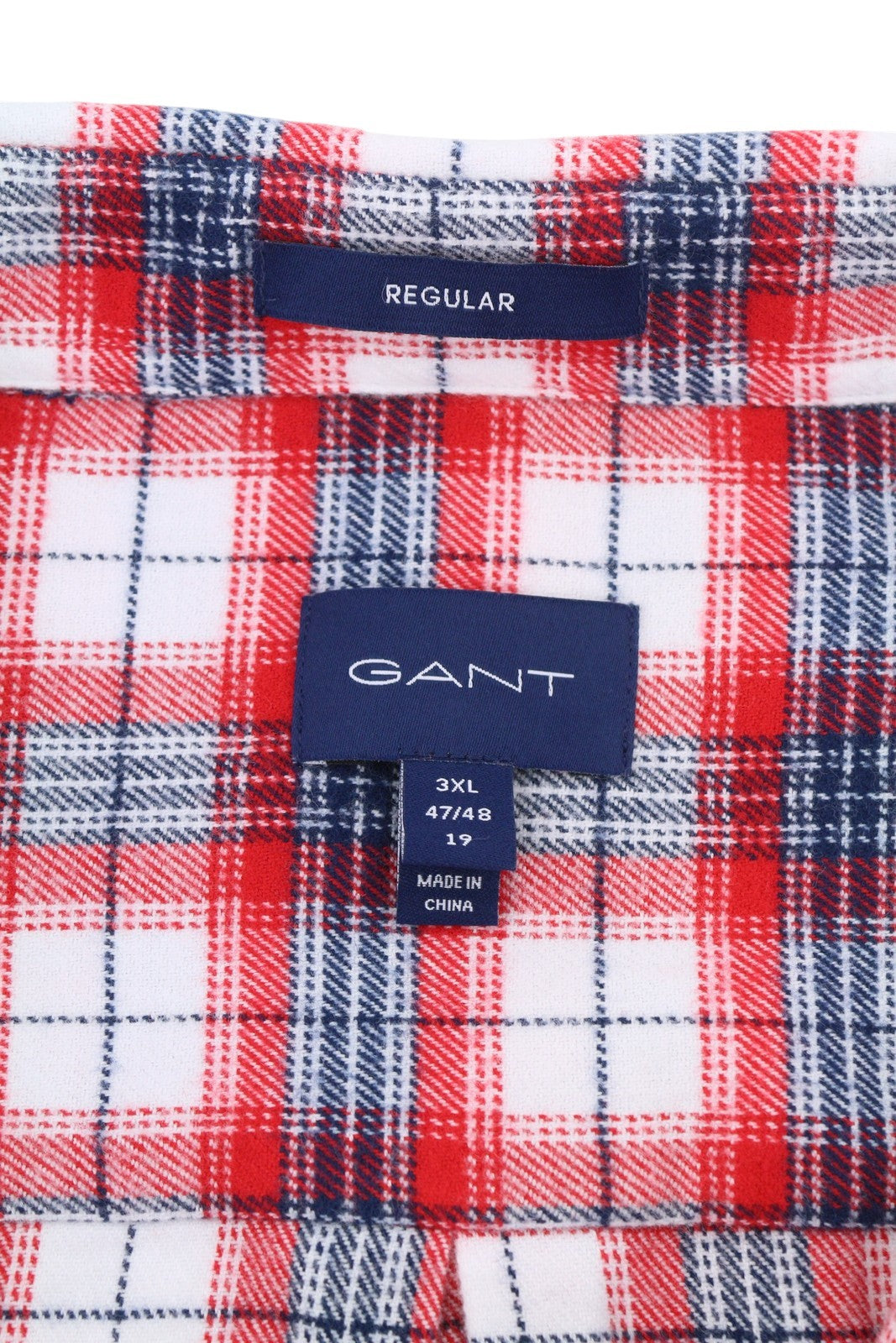 GANT Flannel Check Men Shirt 3XL Bright Red Button-Down Pocket Casual