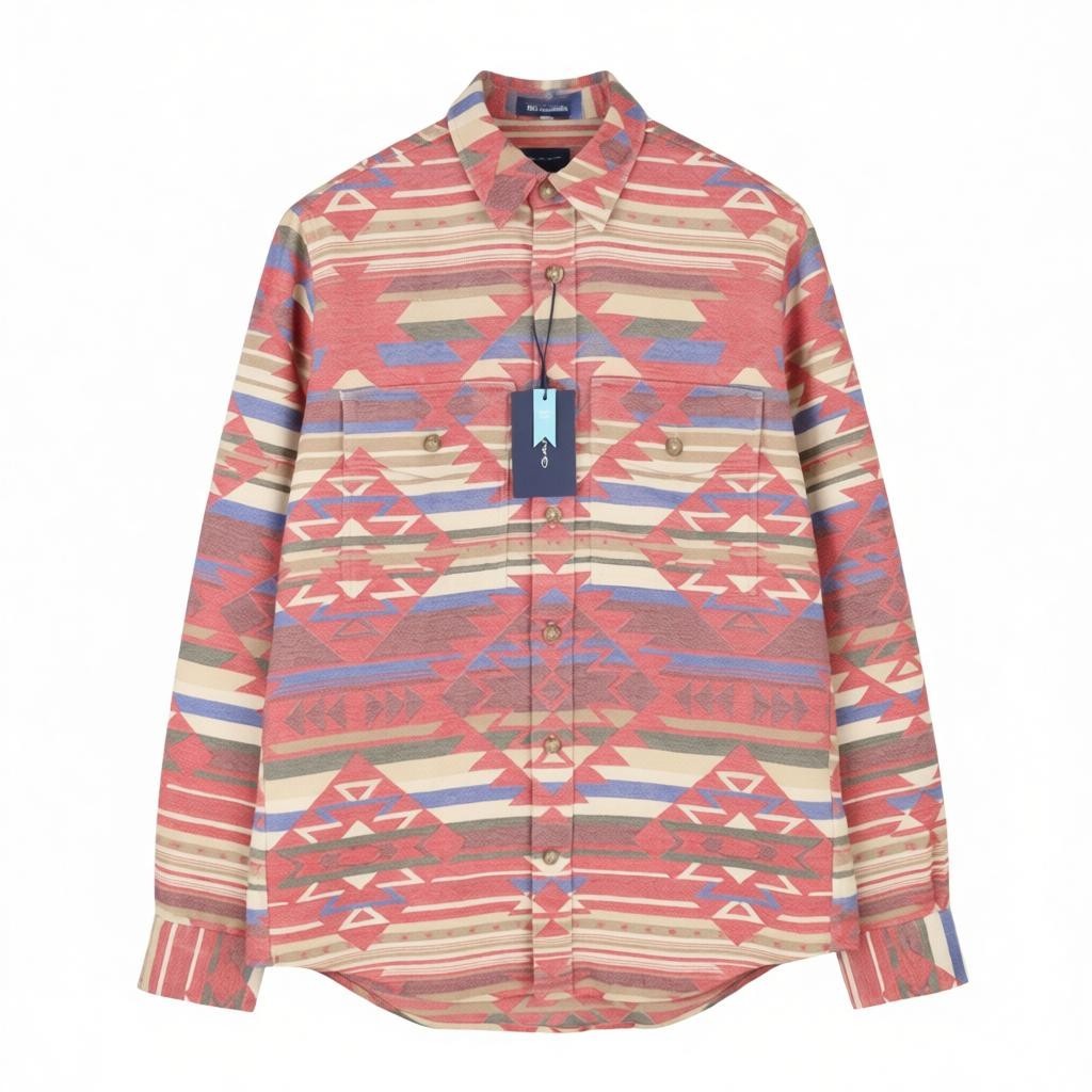 GANT Reg Geometric Jacquard Town Men Shirt M Equestrian Red Spread Casual