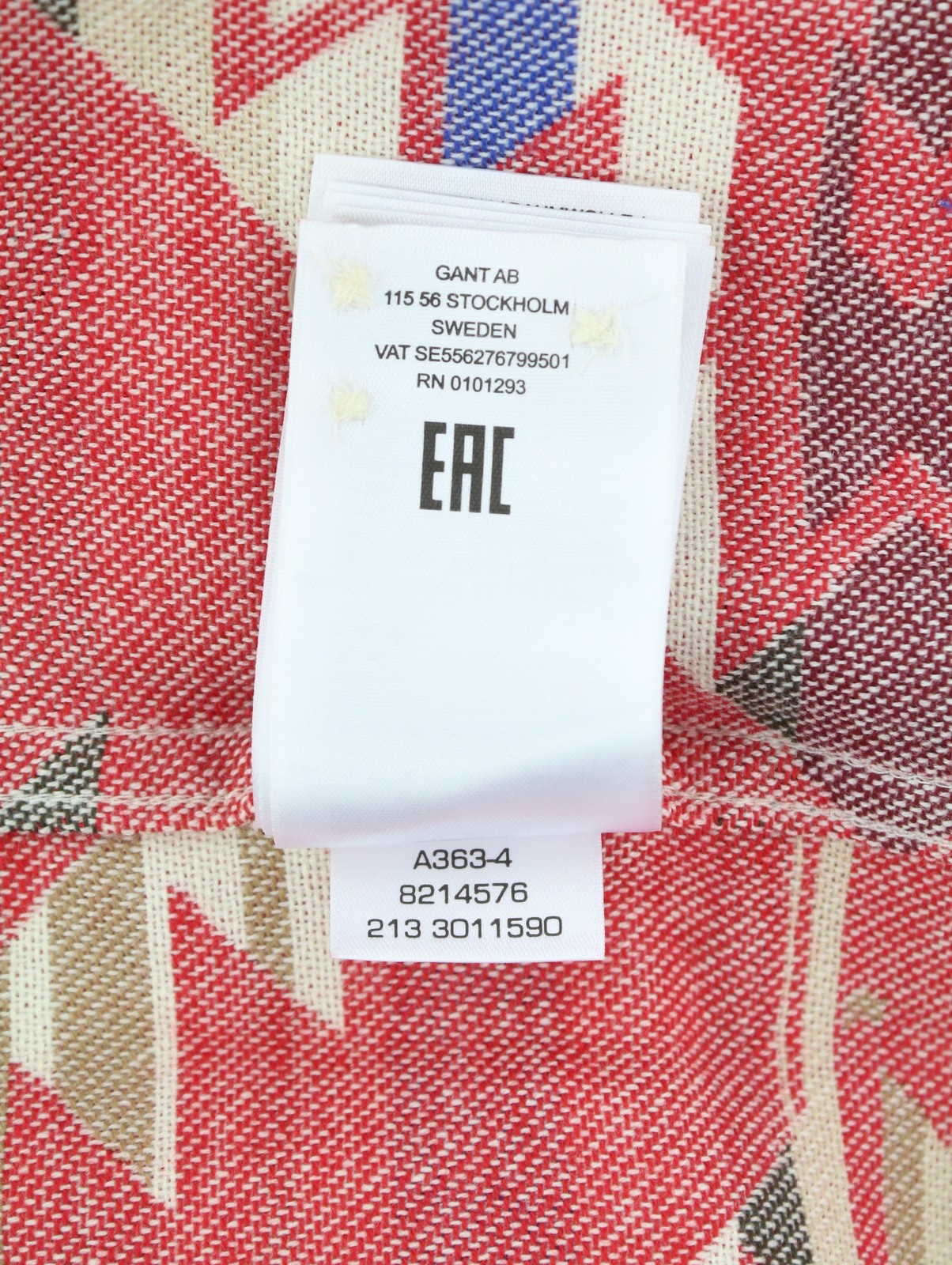 GANT Reg Geometric Jacquard Town Men Shirt M Equestrian Red Spread Casual